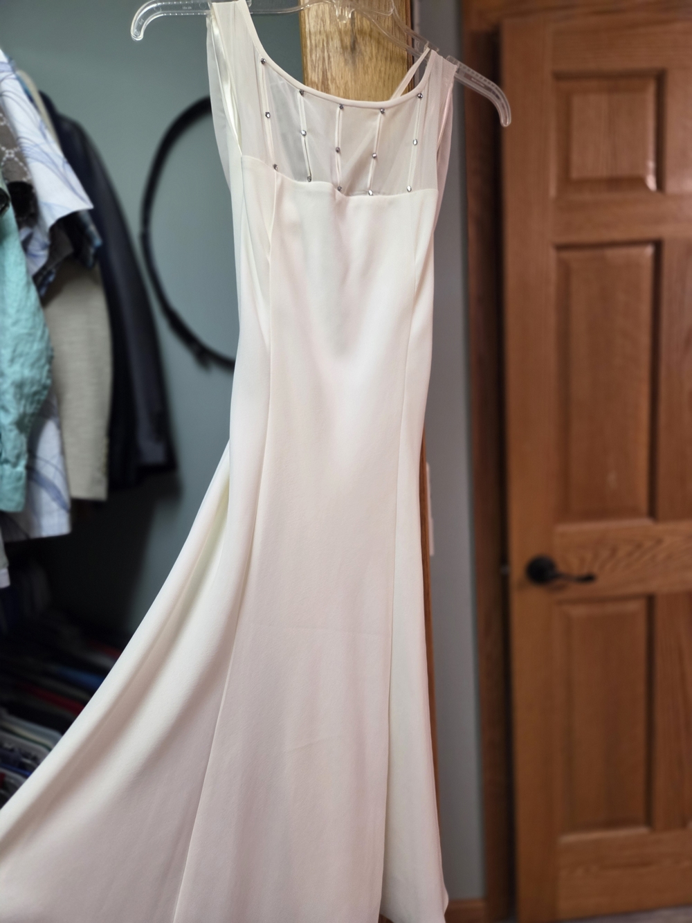Evan Picone Ivory Dress with Sheer Accented Yoke